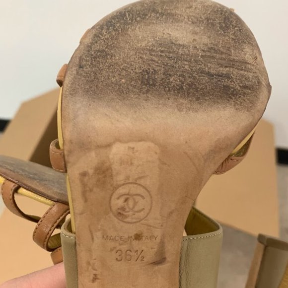 CHANEL Beige Open Toe Heels Size 36.5 - Picture 6 of 6